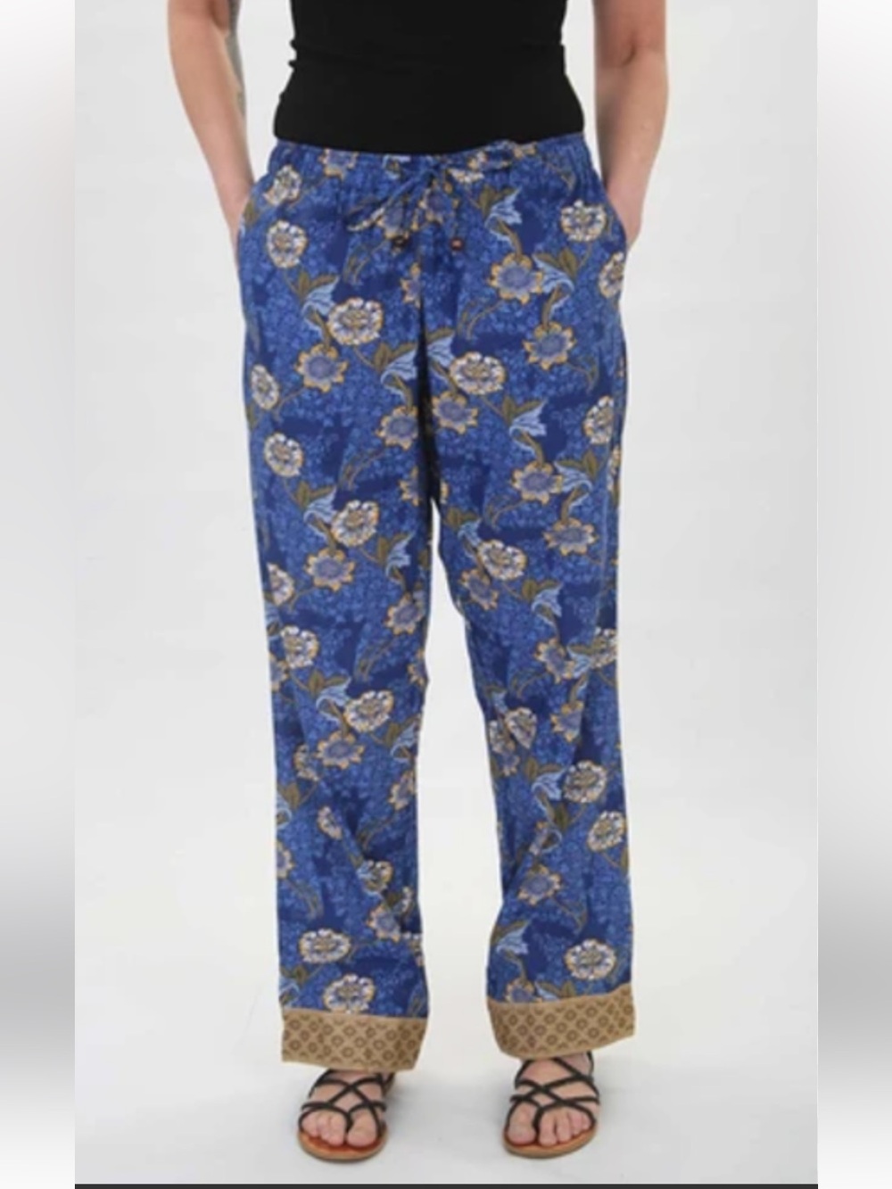 Sudara Punjammies “Nisha" Floral Cotton Pajama Lounge Pants Cotton Large Tall